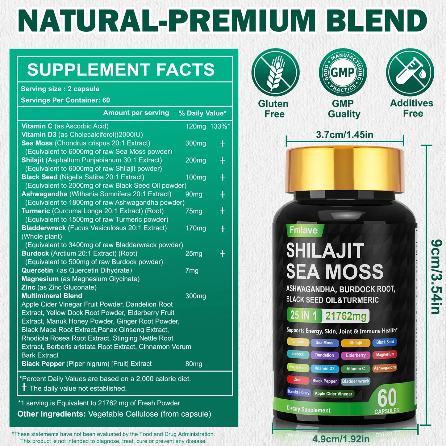 FMLAVE Sea Moss Shilajit Ashwagandha Immune Support Capsule
