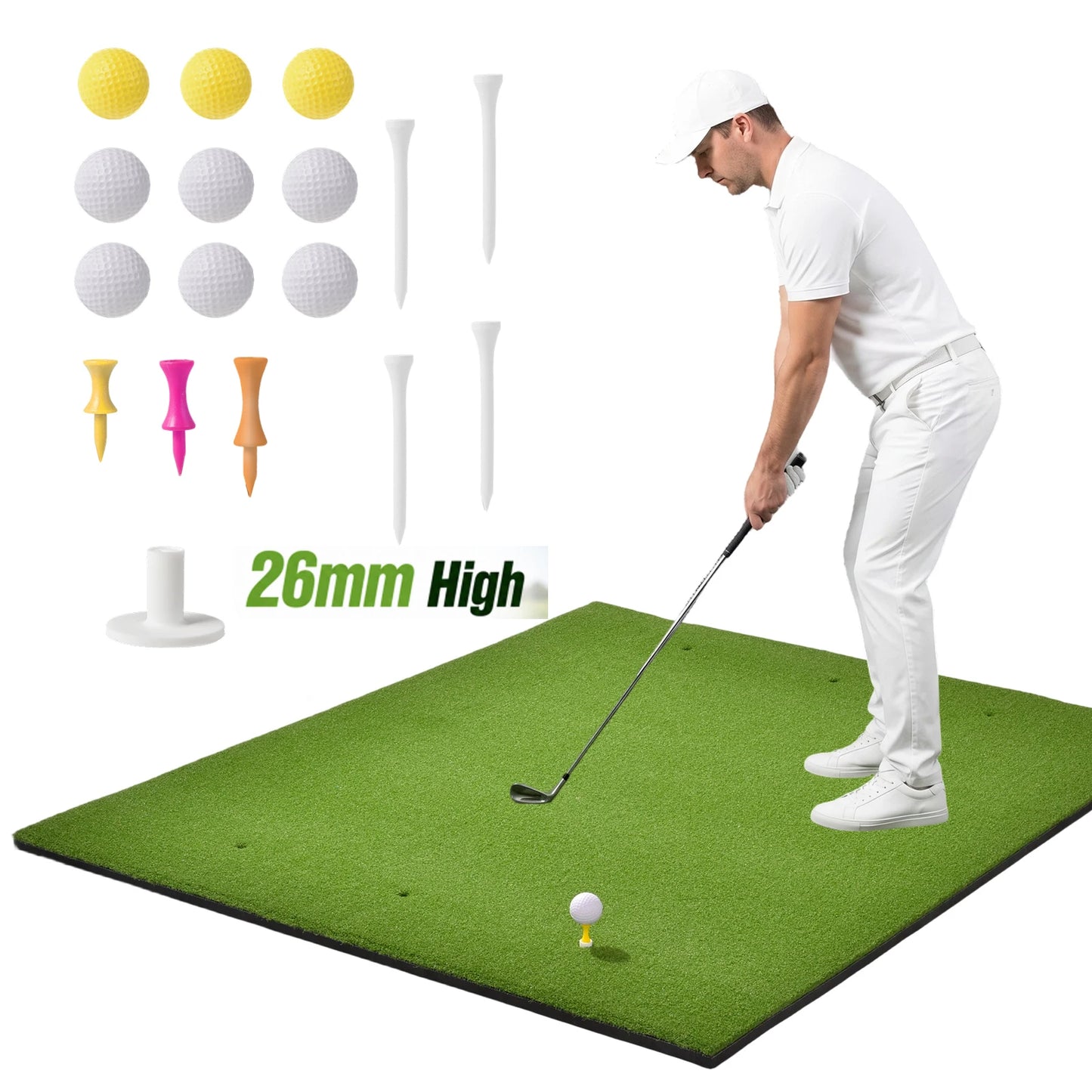 Golf Hitting Practice Mat With Artificial Turf Training Surface