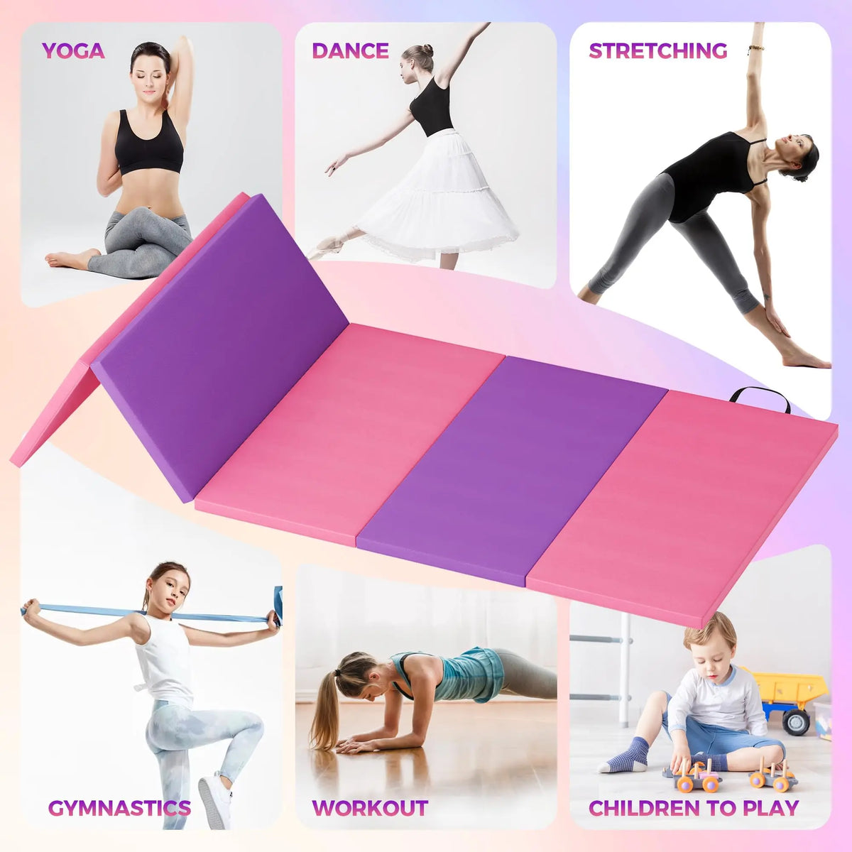 HiMISS Folding Gymnastics Tumbling Mat for Yoga Pilates Home Fitness