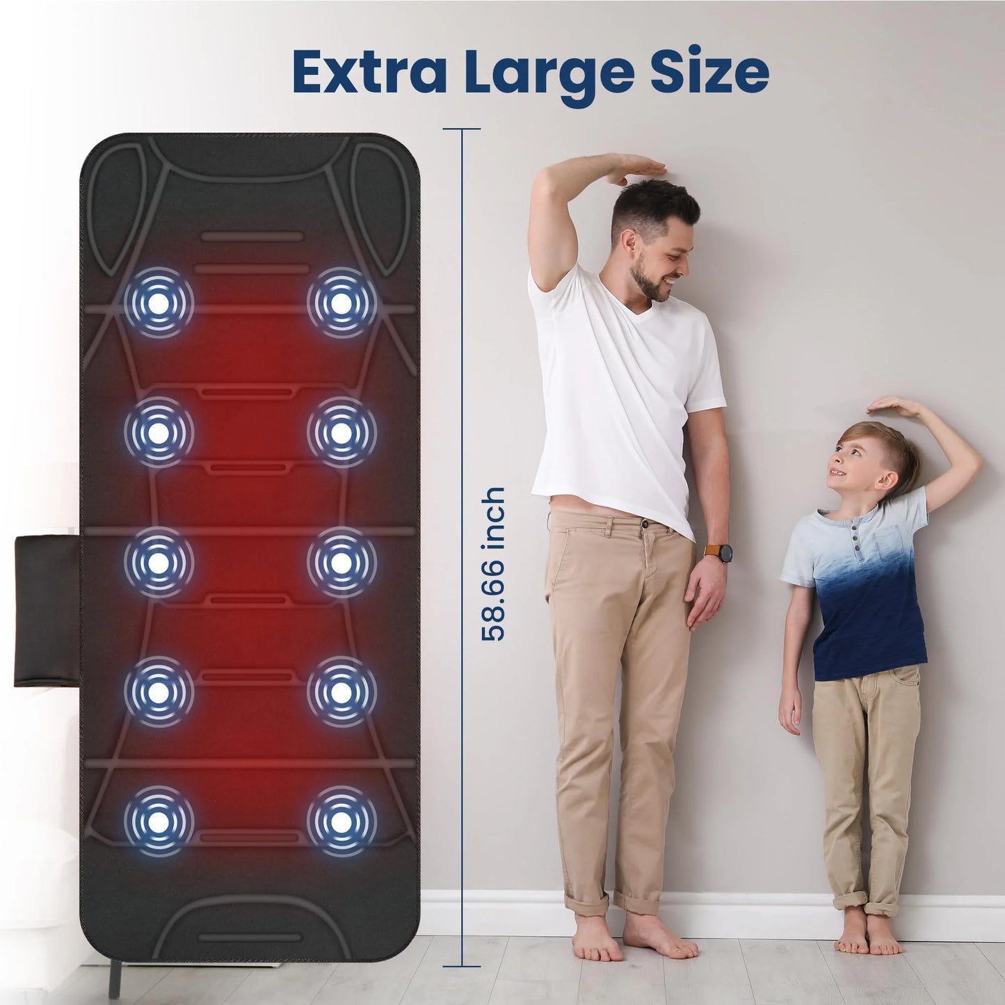 Full Body Massage Mat with Heat for Back Pain Relief – 10 Vibration Motors Back Massager Pad with 4 Heating Zones, 3 Adjustable Intensity Levels, Foldable Vibration Massage Mattress for Bed Sofa Home Office, Ideal Gift for