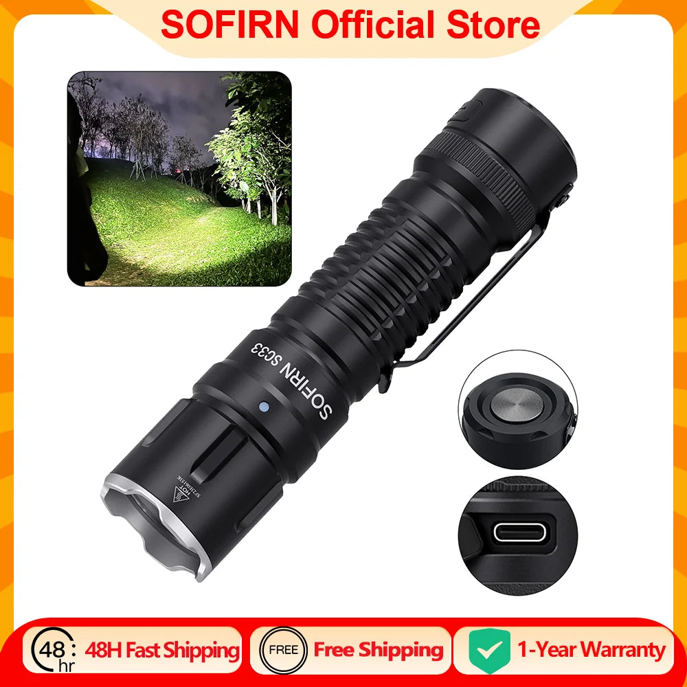 Sofirn SC33 XHP70 LED Flashlight 5200 Lumens USB C Rechargeable