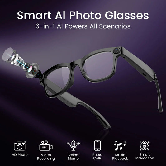AI Smart Glasses With 200W Pixels Camera And Video