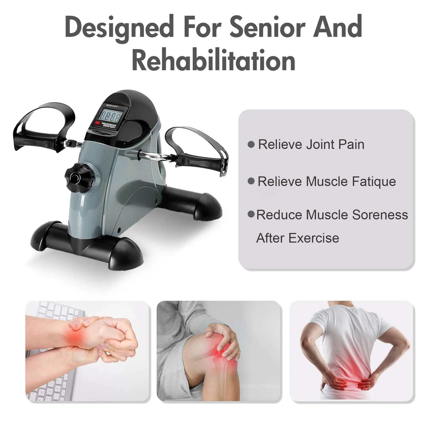 Motorized Mini Under Desk Pedal Exerciser Bike With Digital Display