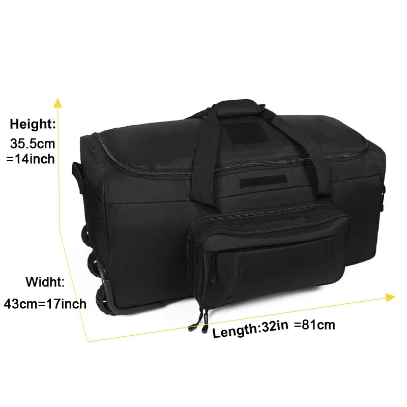 Q CN Tactical Rolling Luggage for Travel and Camping