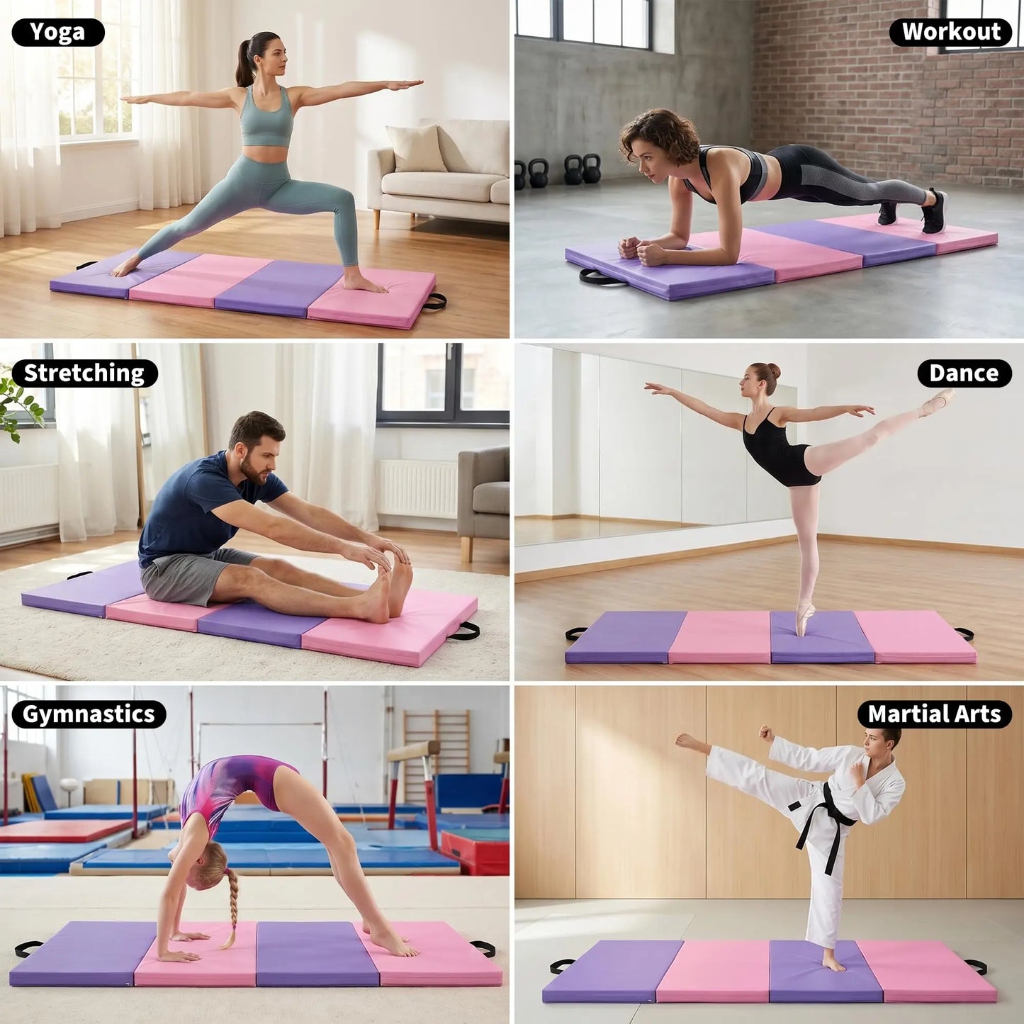 HiMiss Folding Gymnastics Exercise Mat For Home Workout Training