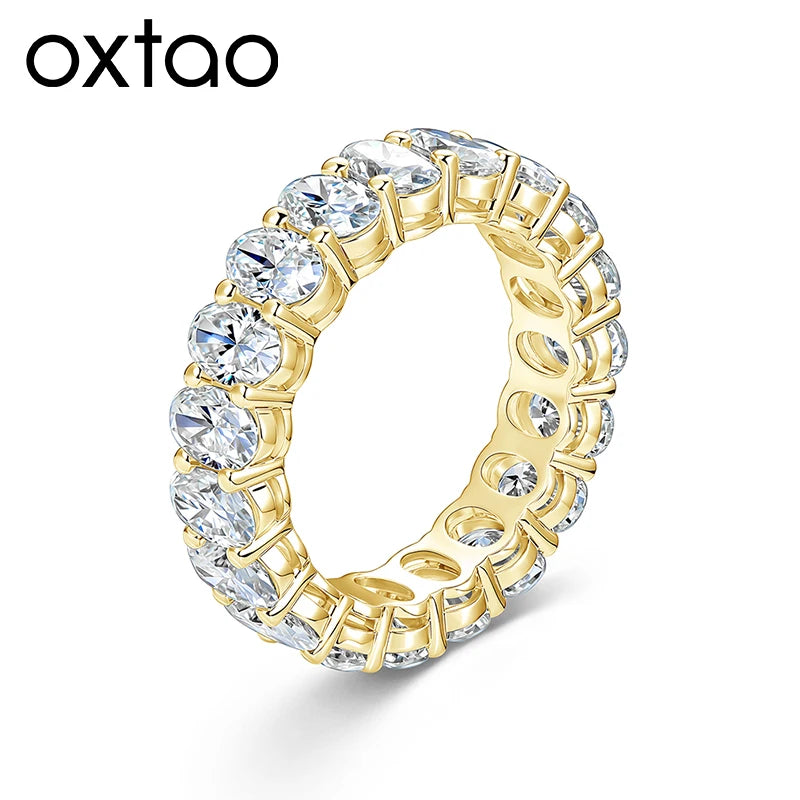 Oxtao Moissanite Eternity Ring 14K Gold Filled Wedding Band
