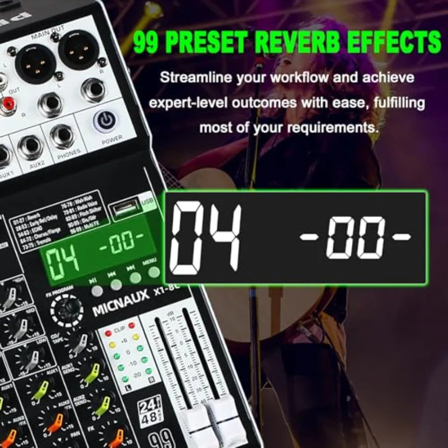 8 Channel Audio Mixer With USB Bluetooth And DSP Effects