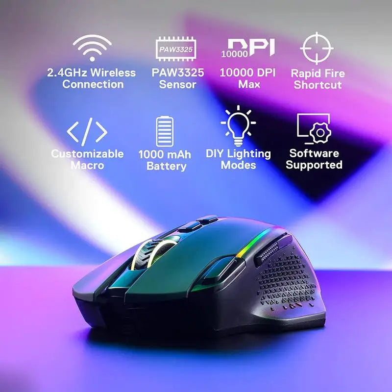 Redragon M810 Pro Wireless Gaming Mouse With 8 Macro Buttons