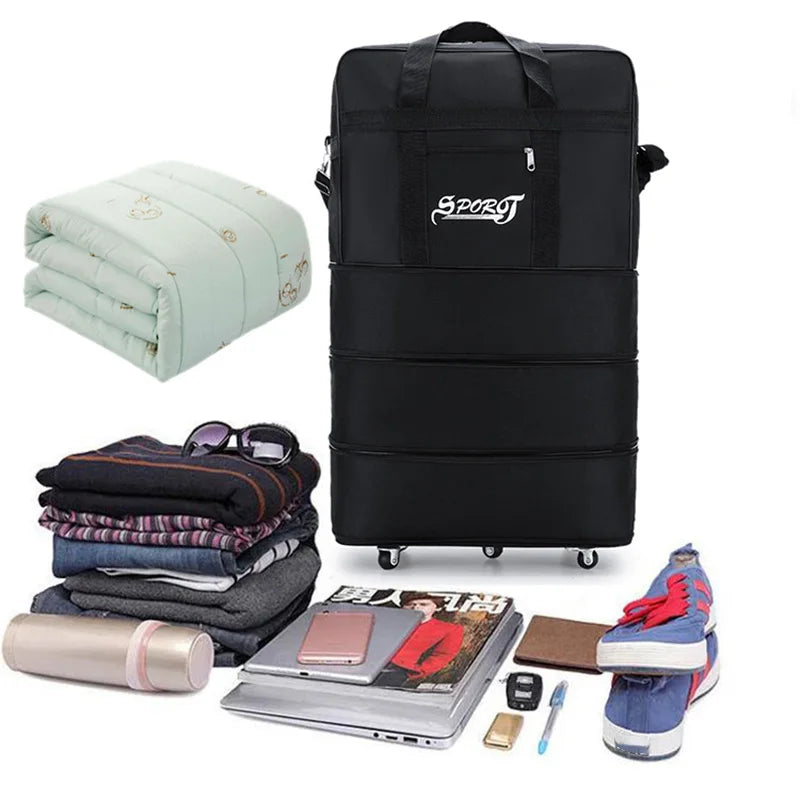 Expandable Foldable Trolley Luggage With Spinner Wheels For Travel