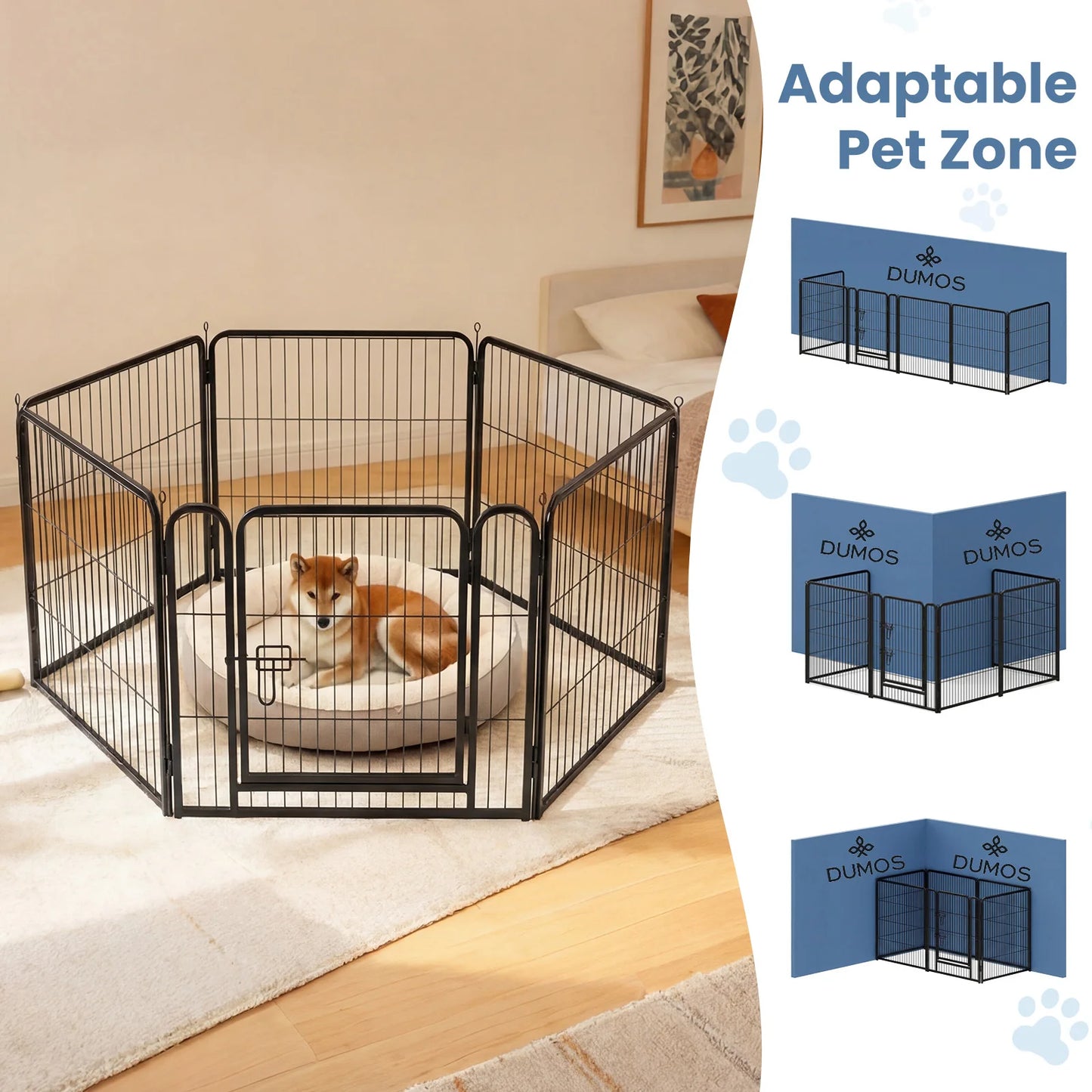JHK Foldable 6 Panel Metal Dog Playpen 24 To 40 Inch Outdoor Yard Exercise Fence For Large Dogs