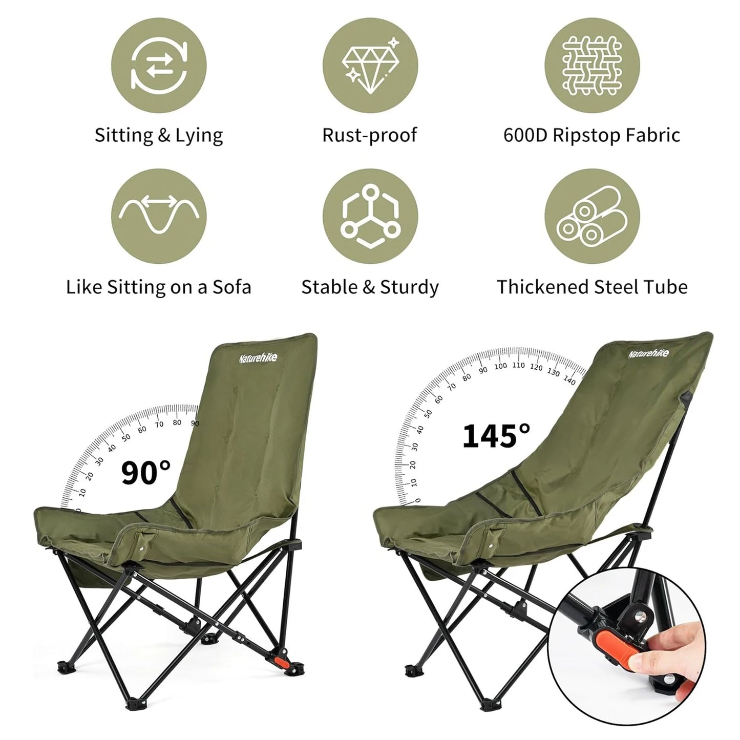 Naturehike High Back Moon Chair Folding Lounge Chair For Camping