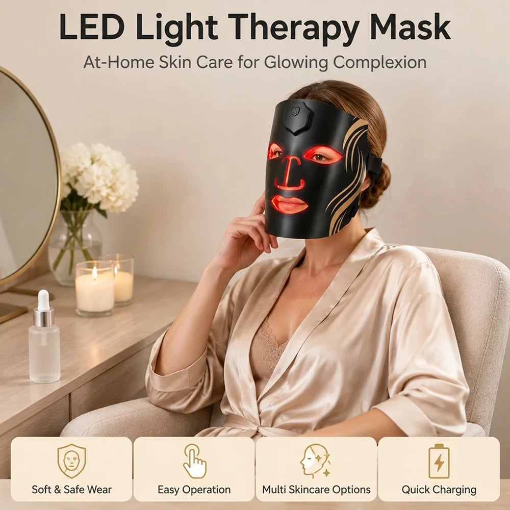 USB Rechargeable LED Face Mask With Adjustable Headband For Skin Rejuvenation
