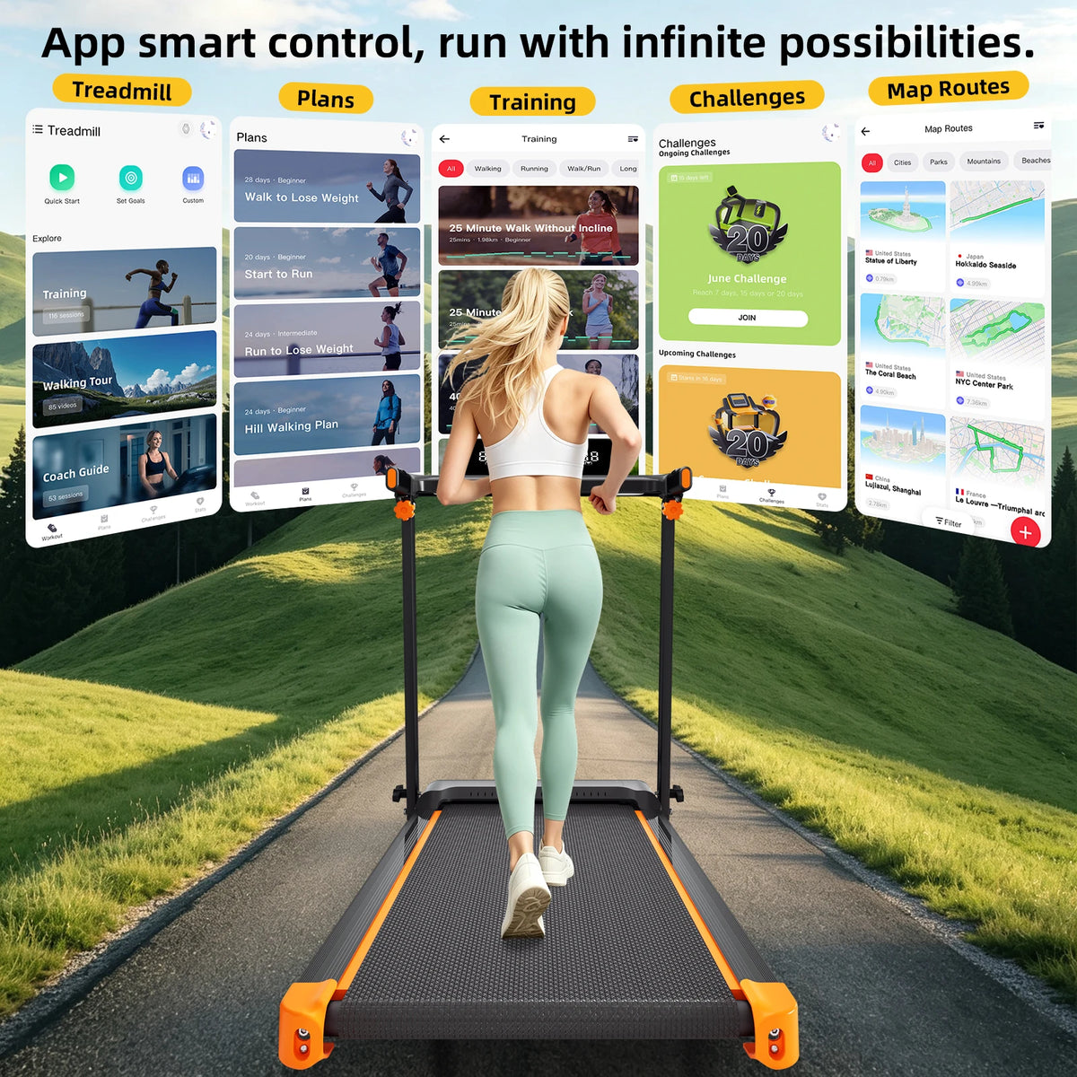 Quiet Foldable Walking Pad Treadmill With Incline And HIIT Modes