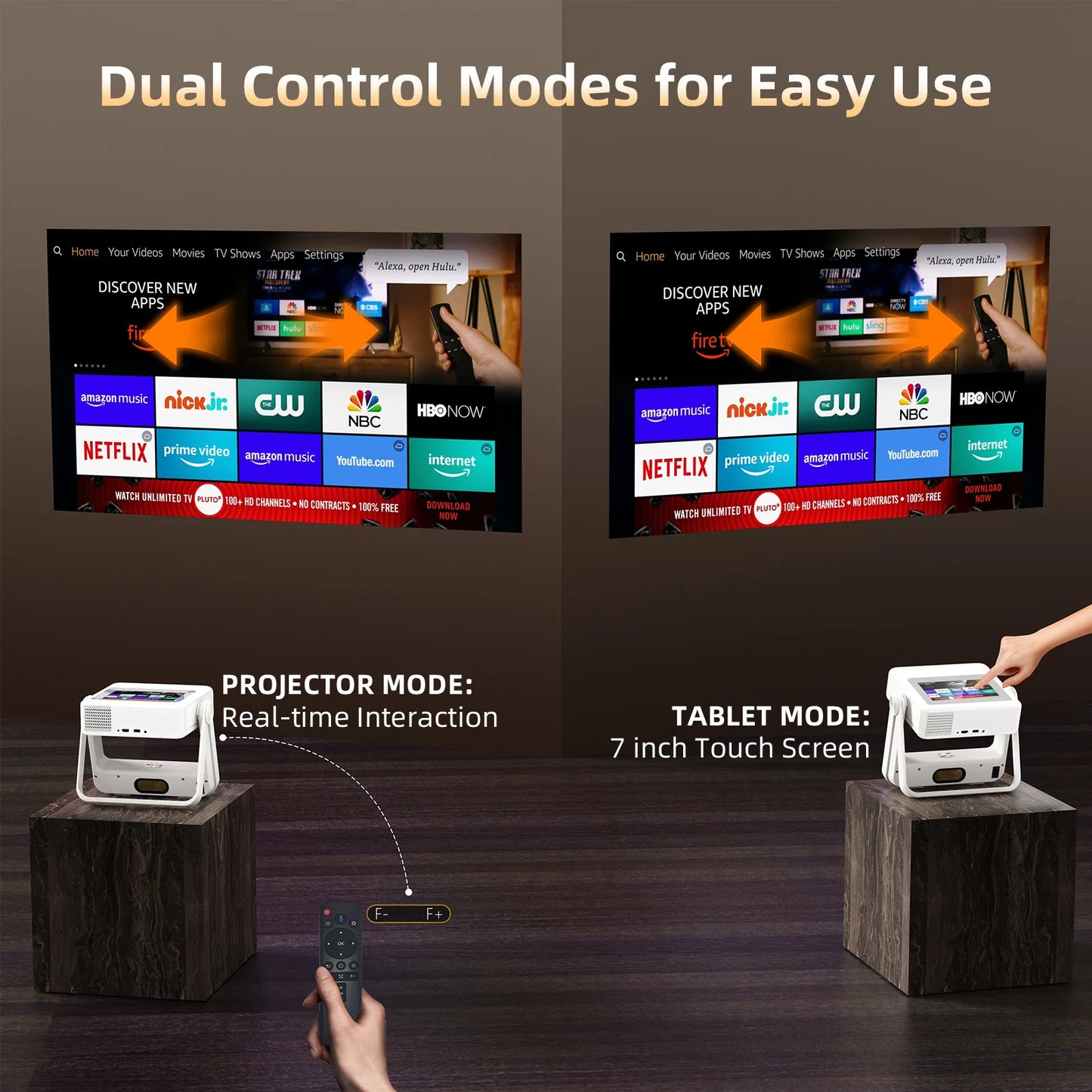 XBJ A5Pro Smart Dual Touchscreen Projector 1080P WiFi Auto Keystone Home Theater