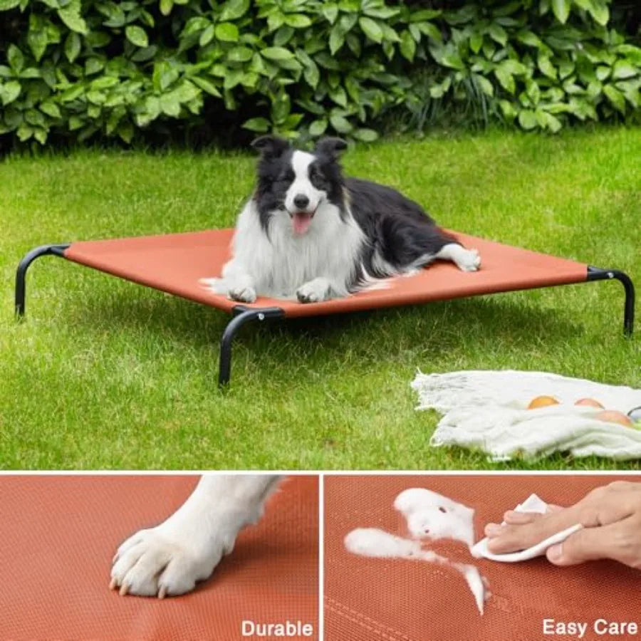 Elevated Cooling Dog Bed for Large Dogs Portable Indoor Outdoor Raised Pet Cot Breathable Frame