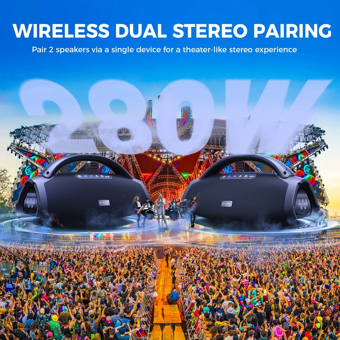W-King X20S Bluetooth Speaker IPX7 Waterproof With Strap 140W