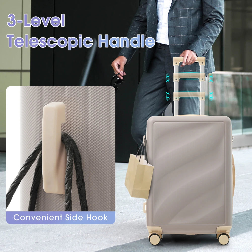 Lightweight ABS Luggage Set 3 Piece Spinner Wheels TSA Lock