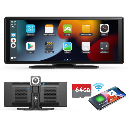 Portable Wireless Car Stereo With CarPlay Android Auto And Backup Camera