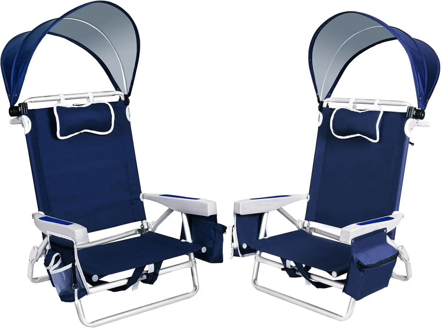 Beach Chair Umbrella Canopy Shade Aluminum Two Pack
