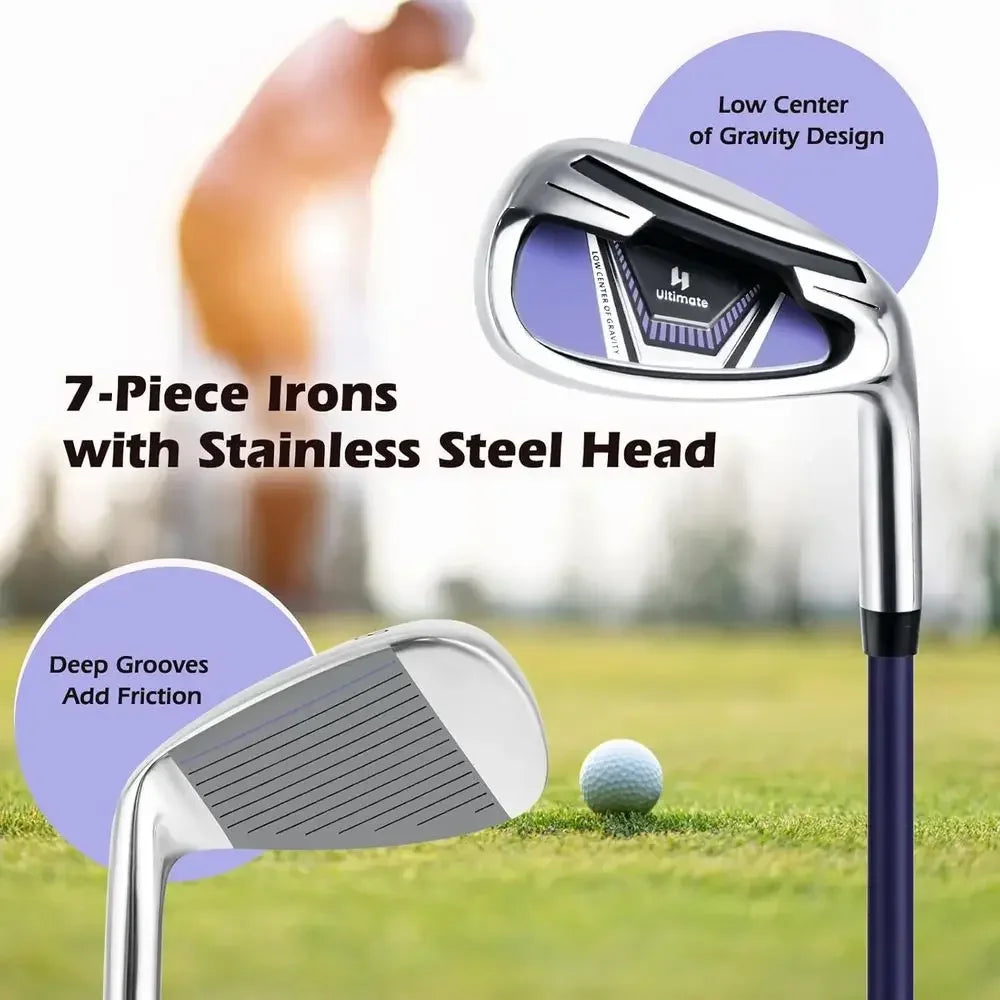 Women's Golf Club Set With Driver Hybrid Irons Complete Bag