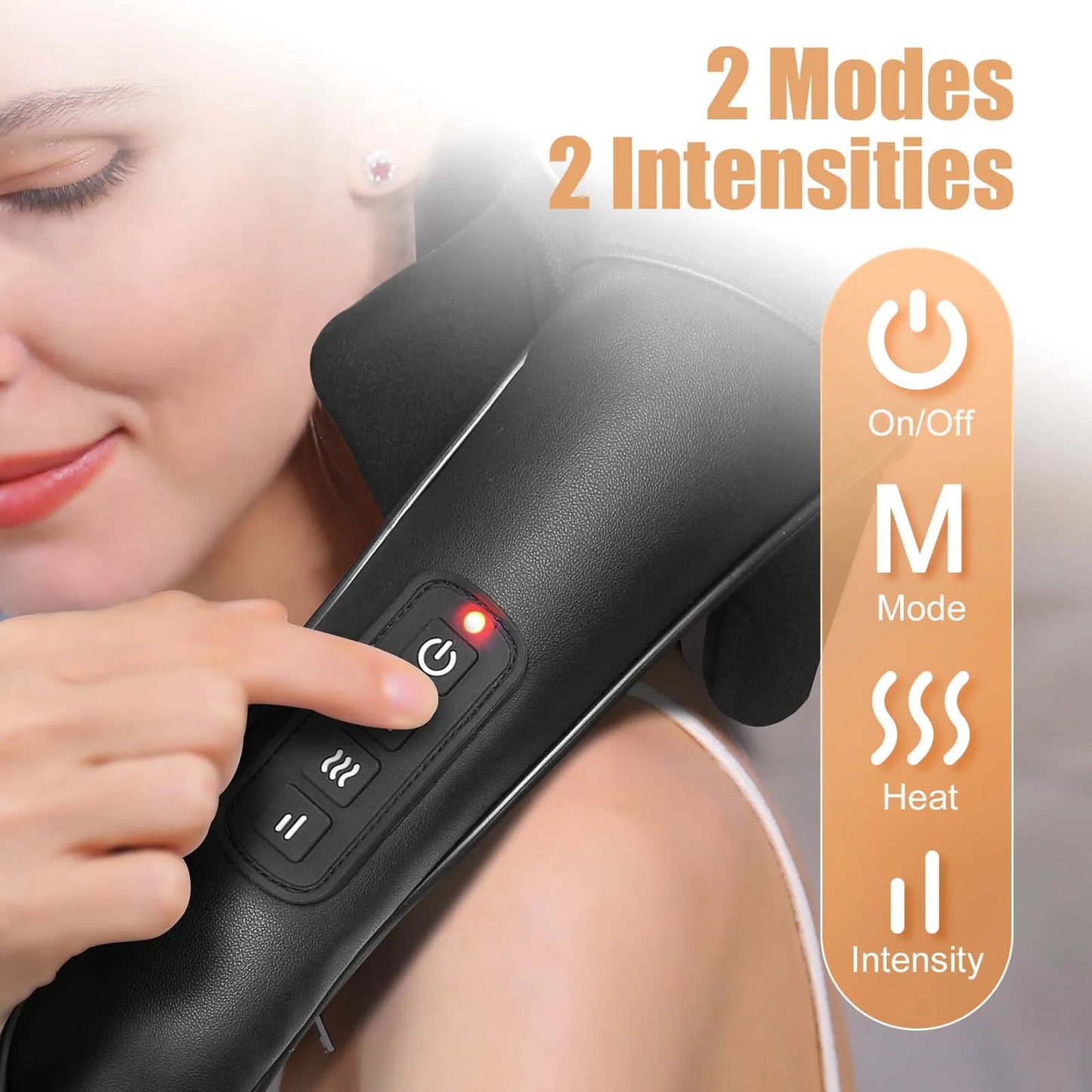 MASGRE Shiatsu Back Neck Massager With Heat Cordless 3D Kneading