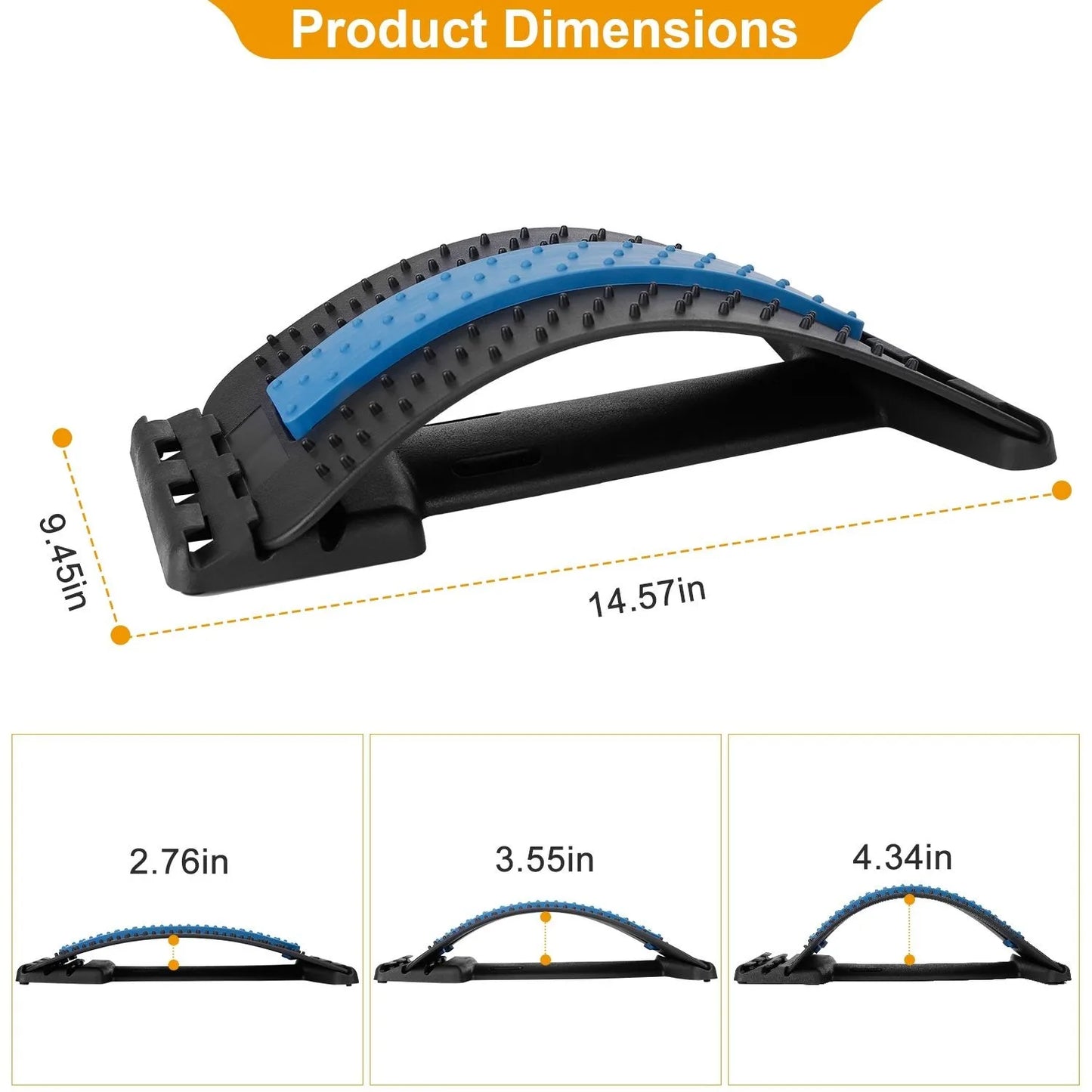 Adjustable Back Stretcher With 96 Massage Points For Posture Correction