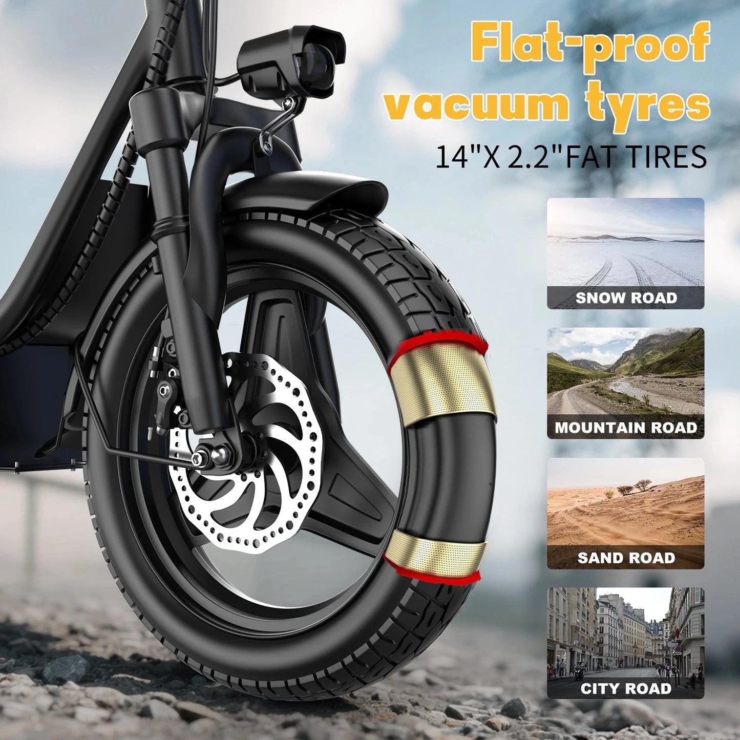UPlee GQ8 Electric Bike For Adults Compact Folding 250W Peak Motor 14 Inch Tire 48V 15Ah Battery