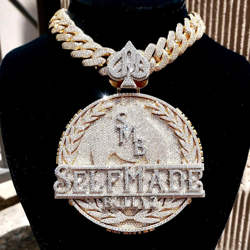 925 Sterling Silver Cuban Chain Pendant With Synthetic Zircon