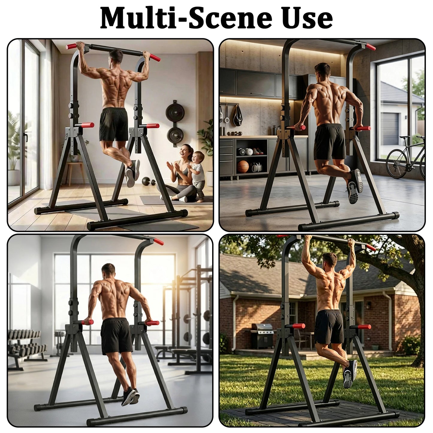 Foldable Power Tower Pull Up Bar For Home Strength Training