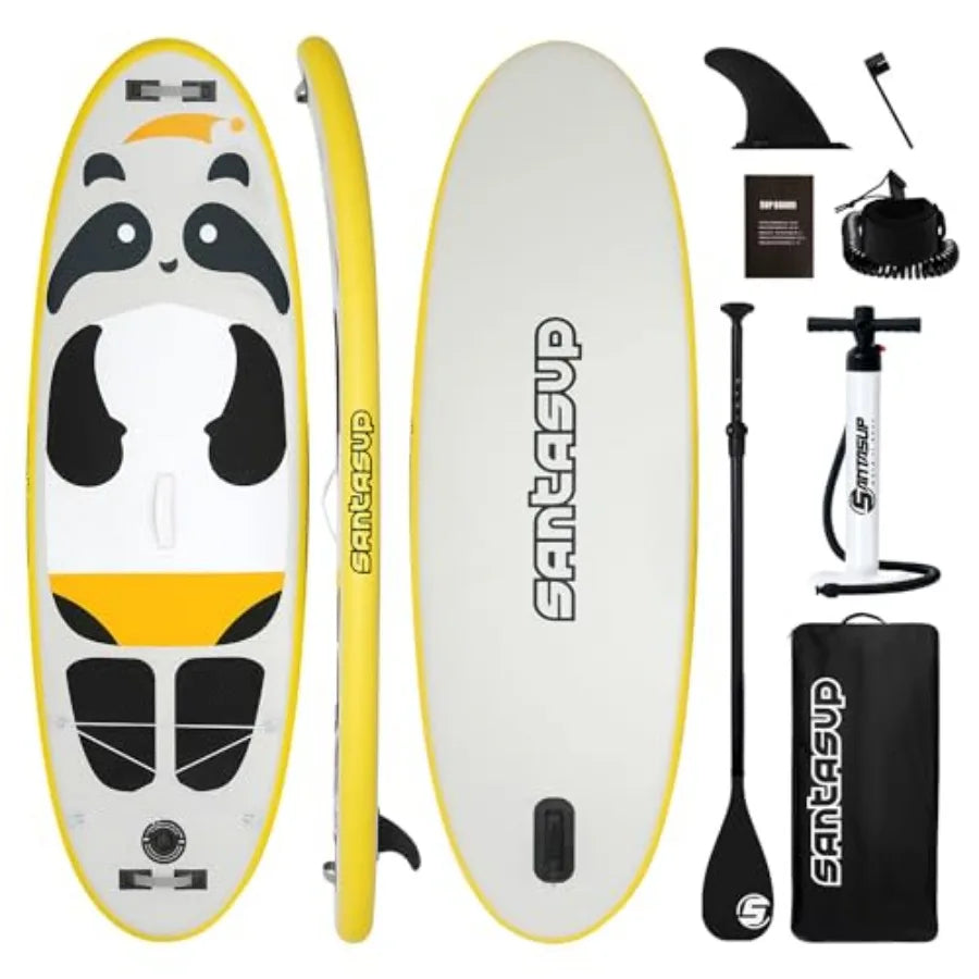 Inflatable Paddle Board Ultra Stable Wide Non Slip Deck Panda Pattern For Outdoor Enthusiasts