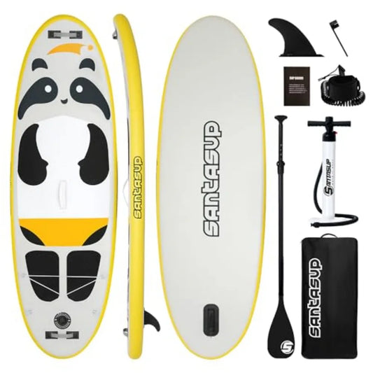 Inflatable Paddle Board Ultra Stable Wide Non Slip Deck Panda Pattern For Outdoor Enthusiasts