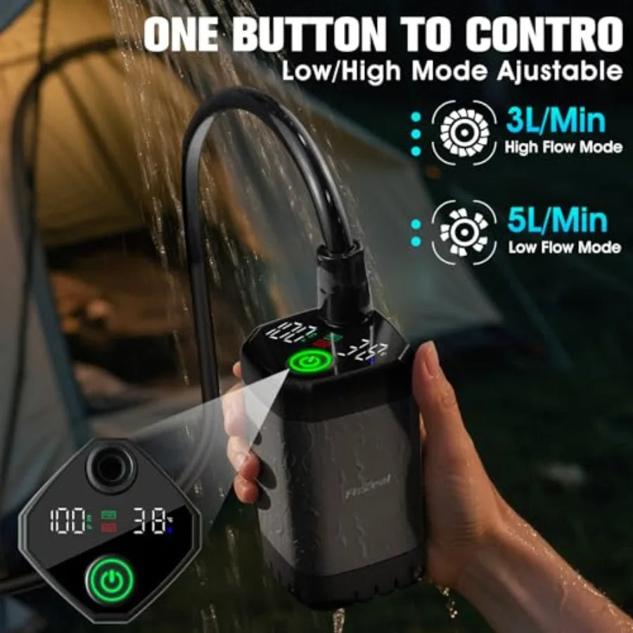 Portable Camping Shower With 2000W Auto Off Heater 4 Modes