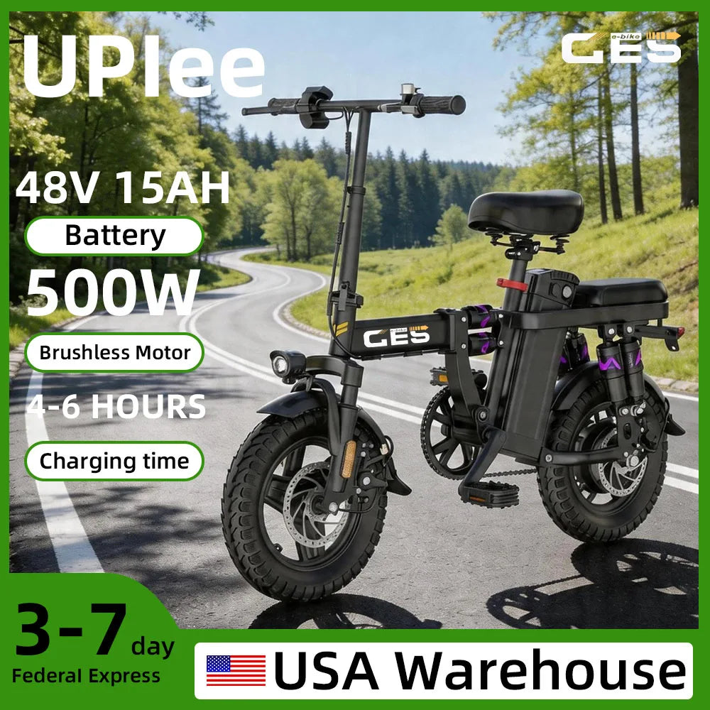 UPlee GE5 Electric Bike For Adults With 500W Peak Motor 48V 15Ah Removable Battery 14 Inch Folding Urban Leisure Ebike