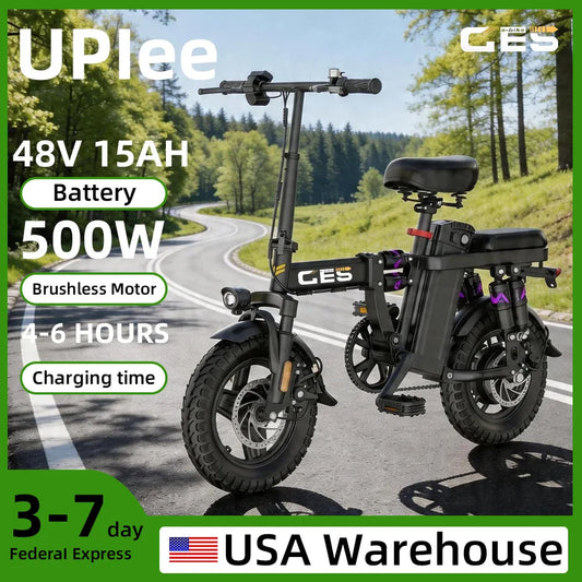 UPlee GE5 Electric Bike For Adults With 500W Peak Motor 48V 15Ah Removable Battery 14 Inch Folding Urban Leisure Ebike