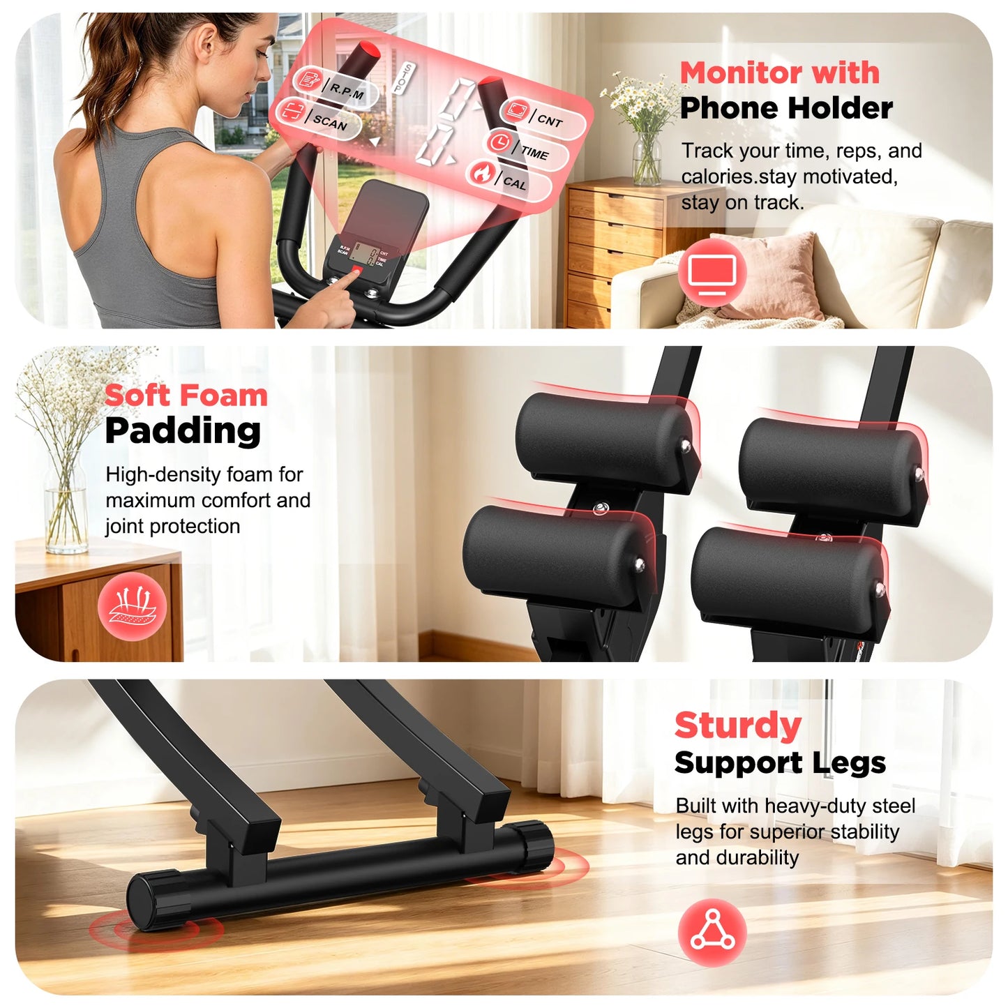Foldable Dual Ab Machine With Adjustable Resistance And LCD Display