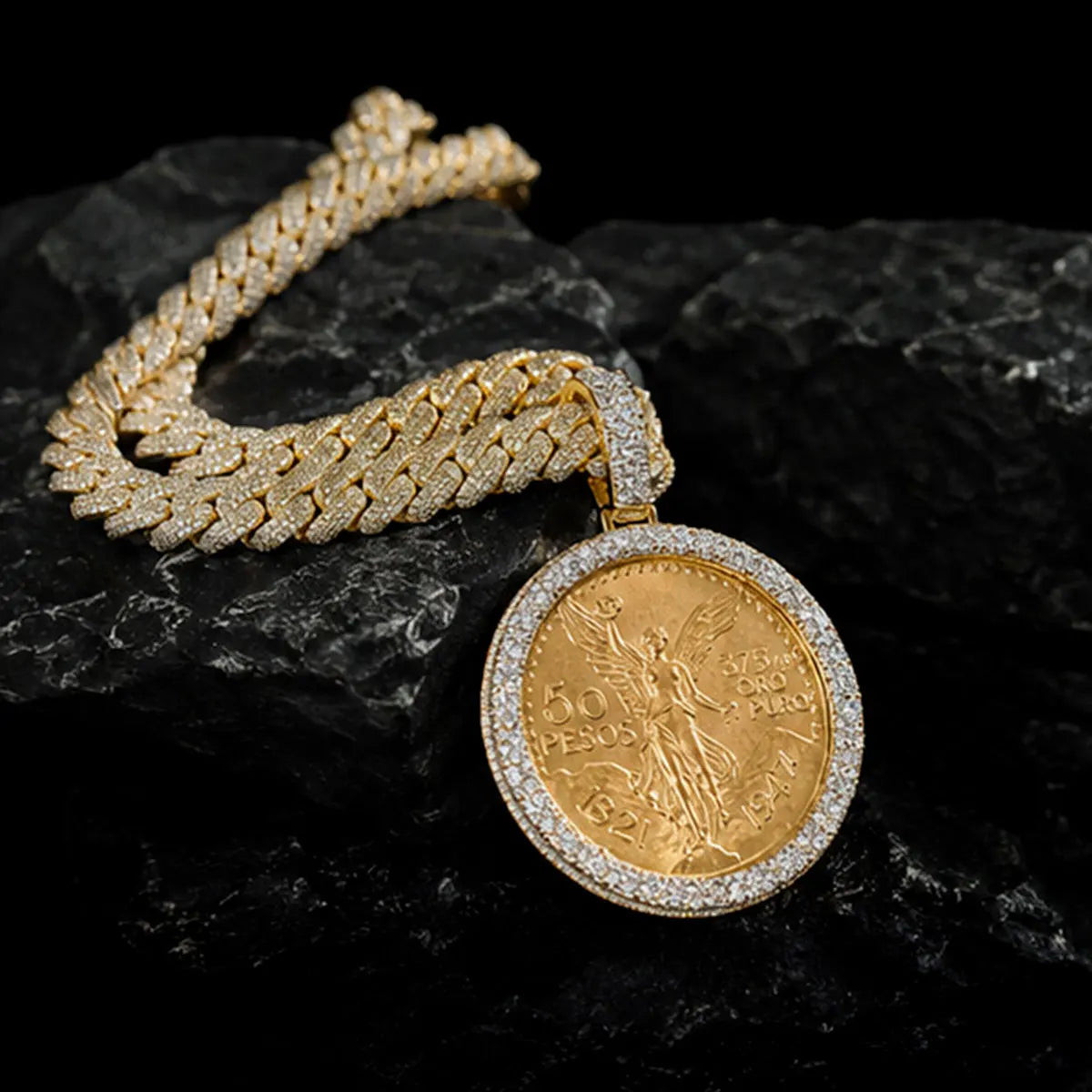 Lyee Cyee Gold Plated Cubic Zirconia Coin Pendant Necklace