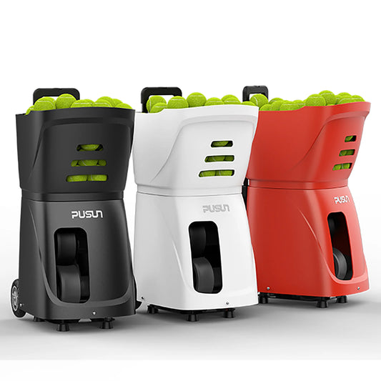 PUSUN Tennis Ball Machine PT Smart Launcher For All Levels 100 Ball Capacity 4-6 Hour Battery Life Adjustable Elevation