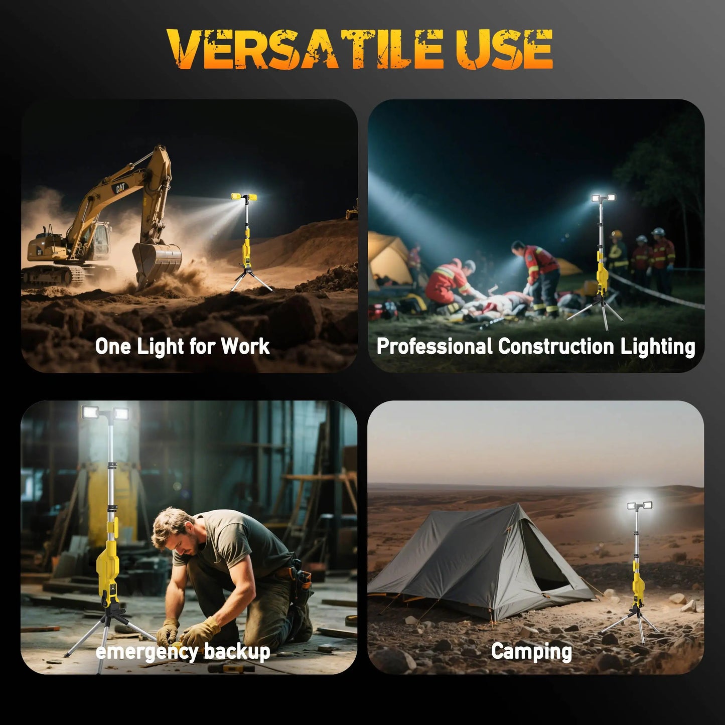 LED Work Light 80000LM Rechargeable Power Bank Flood Light IP65 Waterproof