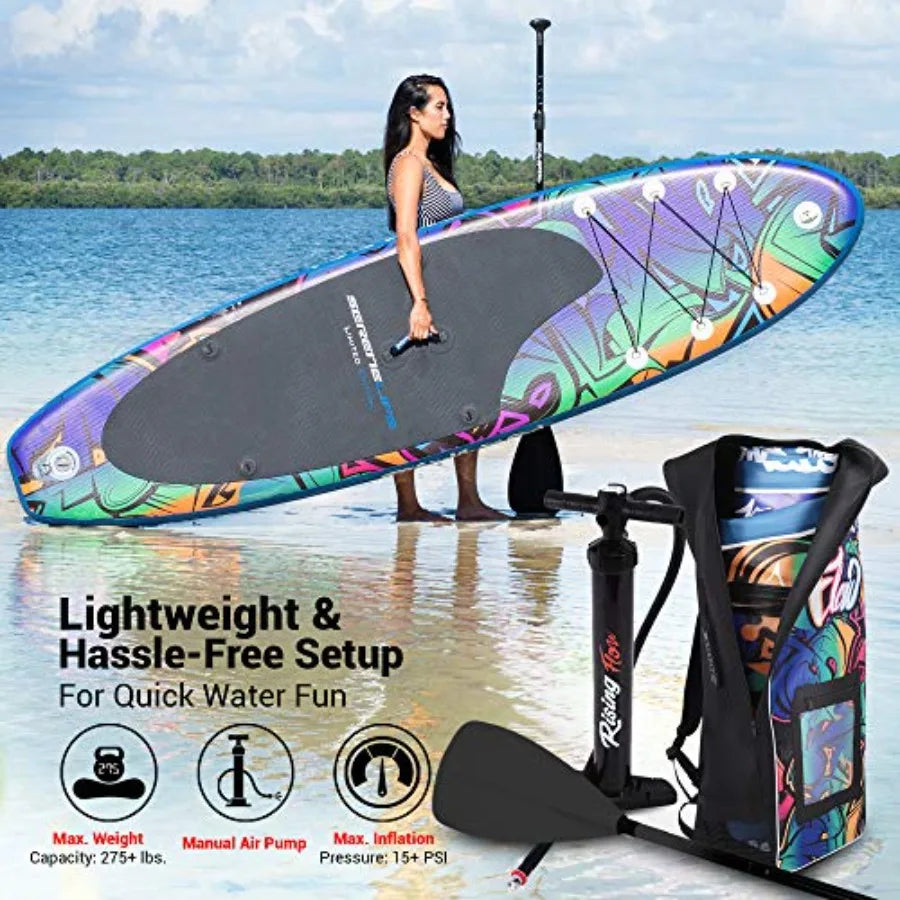 Inflatable Stand Up Paddle Board Durable PVC Wide Stable Design For Water Sports With Non Slip EVA Deck Pad 350 L