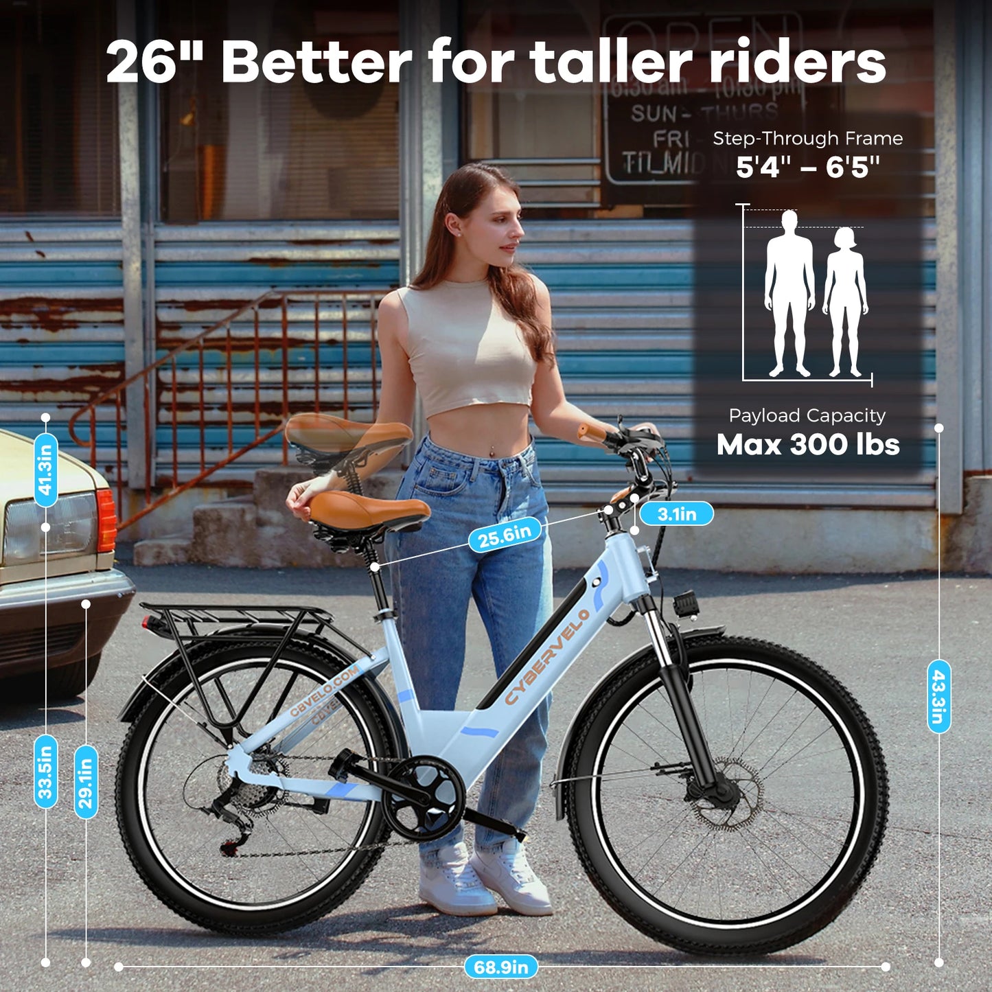 CYBERVELO Urban Commute Ebike Electric EK2 48V 1000W Motor