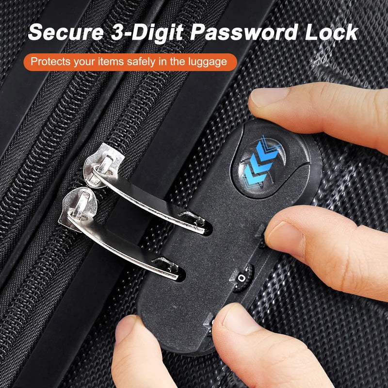 Expandable 3 Piece Hardshell Luggage Set With TSA Lock
