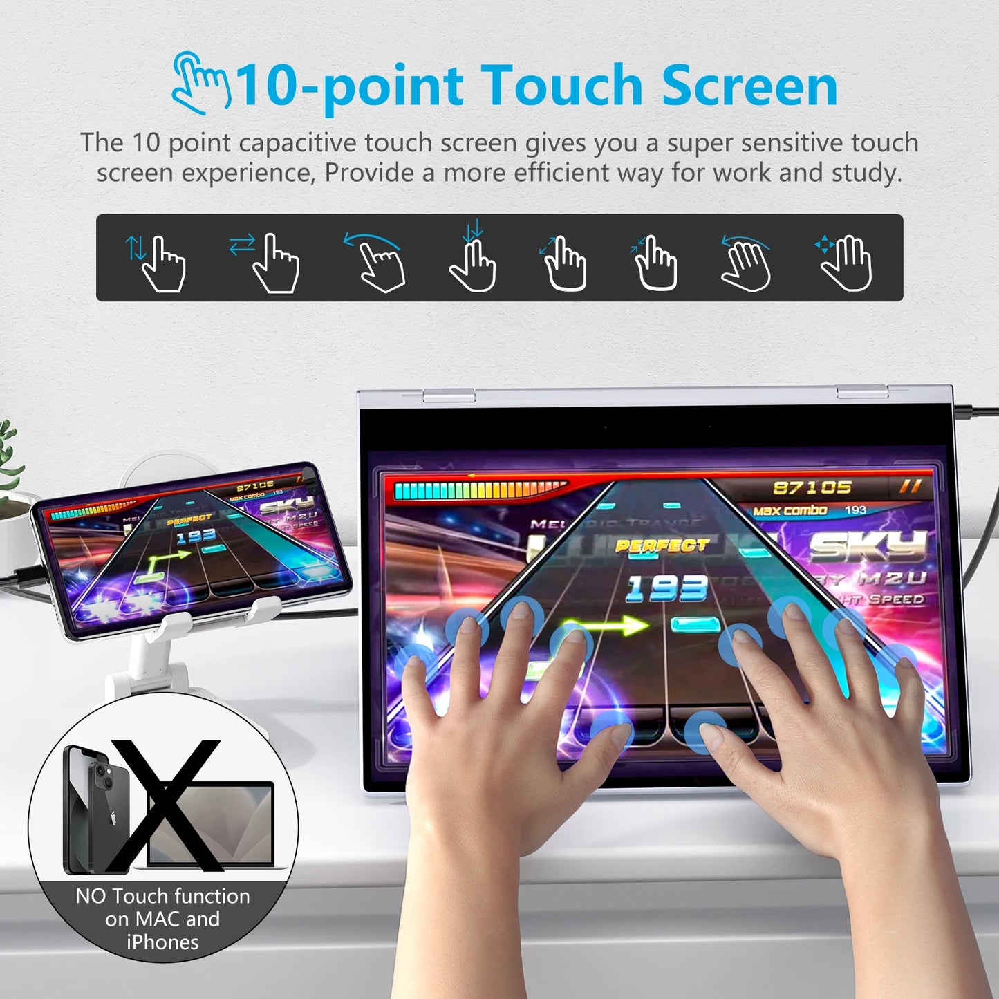 Dopesplay Portable Touchscreen Monitor With Keyboard And Battery 1080P