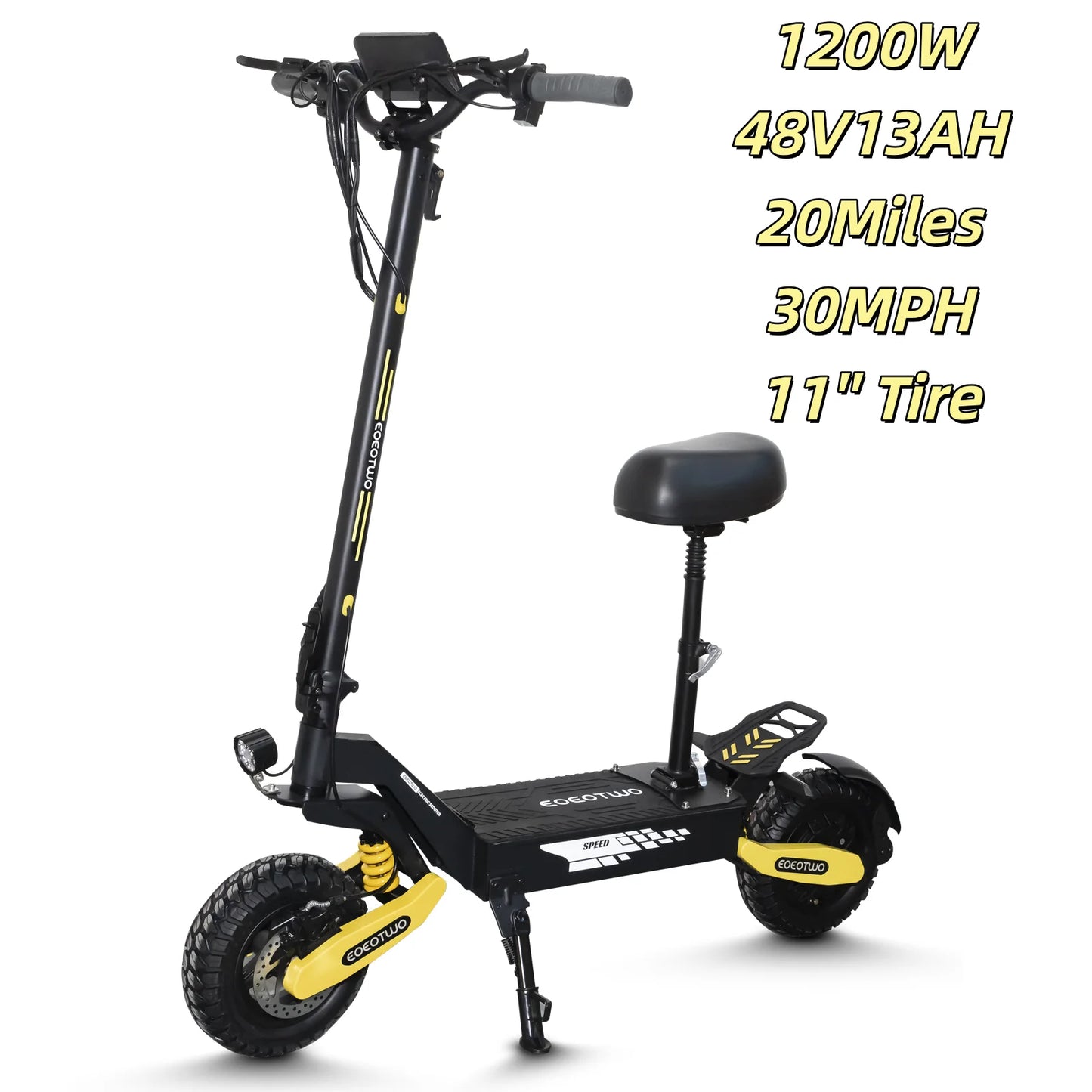 EOEOTWO 1200W Off Road Electric Scooter For Adults Long Range 30MPH 48V Foldable All Terrain Ready Tubeless 11 Inch