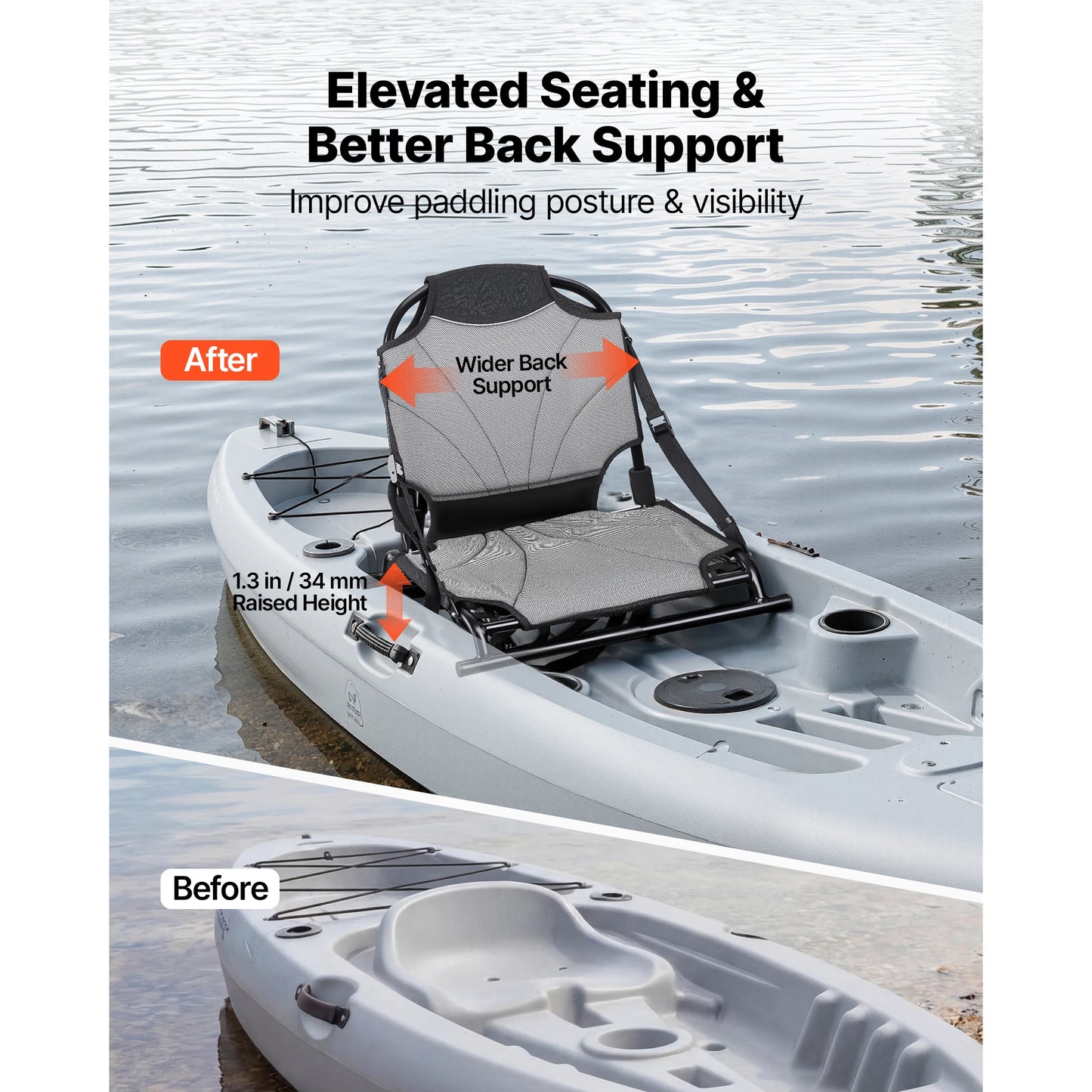 SucceBuy Adjustable Kayak Seat With Aluminum Alloy Frame