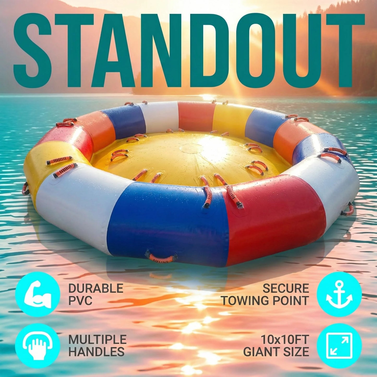 Inflatable Water Spinning UFO Towable Tube For 6 To 8 People Heavy Duty PVC Disco Boat For Water Sports