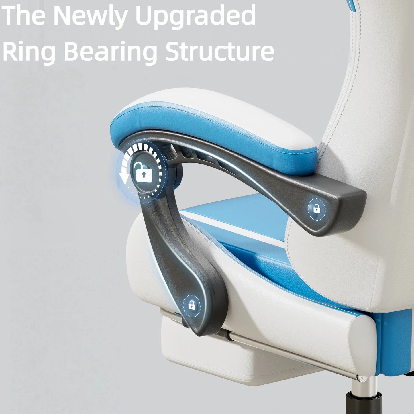 NEBMAAX Ergonomic Gaming Chair With Massage Footrest PU Leather