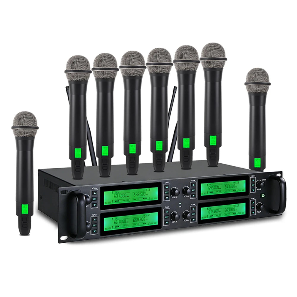 NXG 8-Channel UHF Wireless Microphone System With Eight Handheld Mics