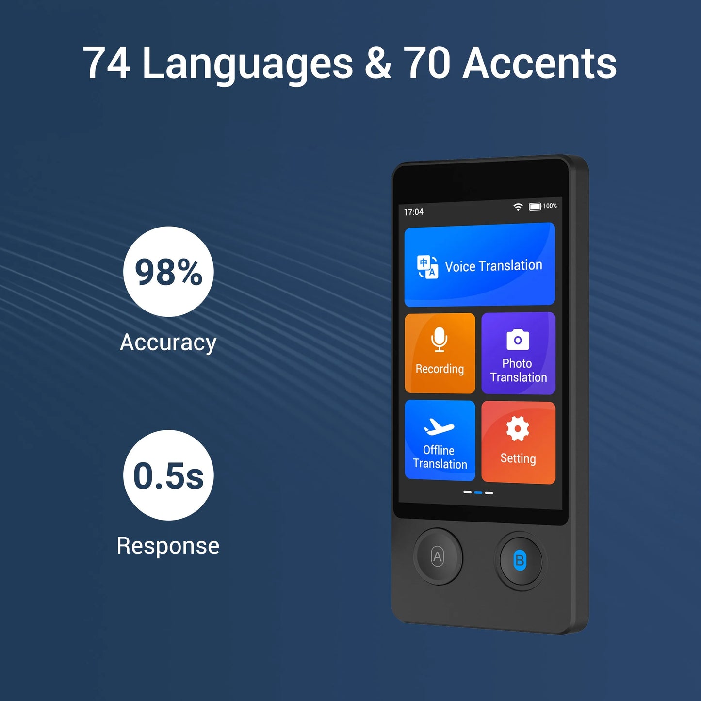 Wooask W12 Translator Two Way Real Time Voice Translation Device 144 Languages