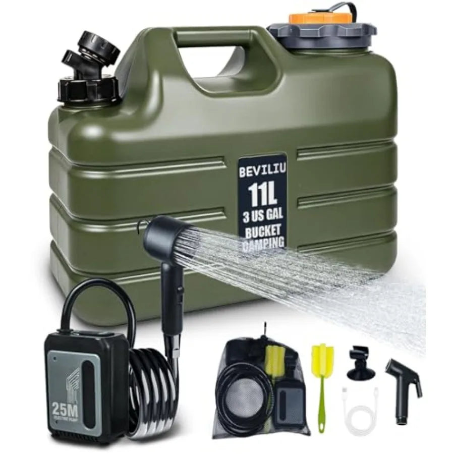 Portable Camping Shower With Food Grade Three Five Gallon Jug