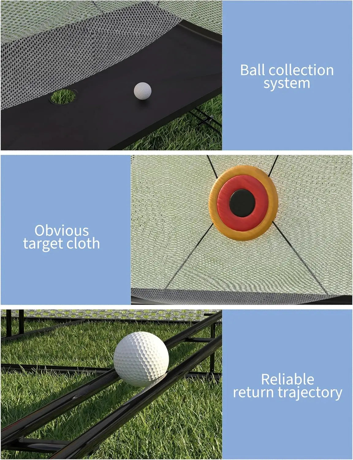 HiMISS Golf Hitting Practice Net with Automatic Ball Return Mat